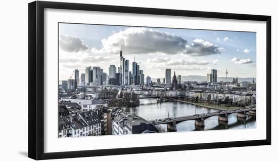 Frankfurt, Hesse, Germany, Panorama of the Frankfurt Skyline-Bernd Wittelsbach-Framed Photographic Print