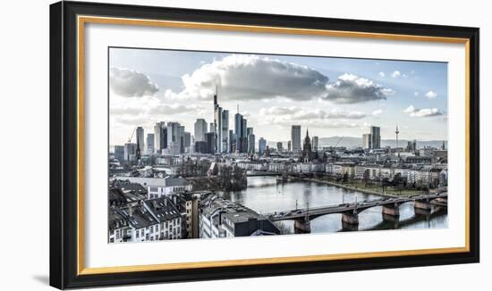 Frankfurt, Hesse, Germany, Panorama of the Frankfurt Skyline-Bernd Wittelsbach-Framed Photographic Print