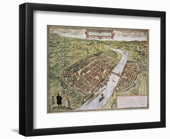 Frankfurt Old Map, From Civitates Orbis Terrarum-marzolino-Framed Art Print