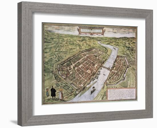 Frankfurt Old Map, From Civitates Orbis Terrarum-marzolino-Framed Art Print