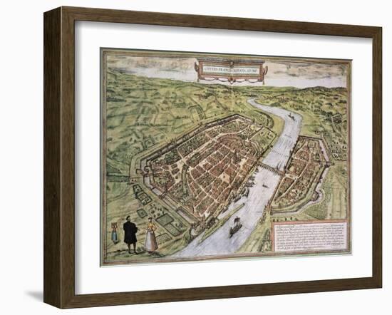 Frankfurt Old Map, From Civitates Orbis Terrarum-marzolino-Framed Art Print