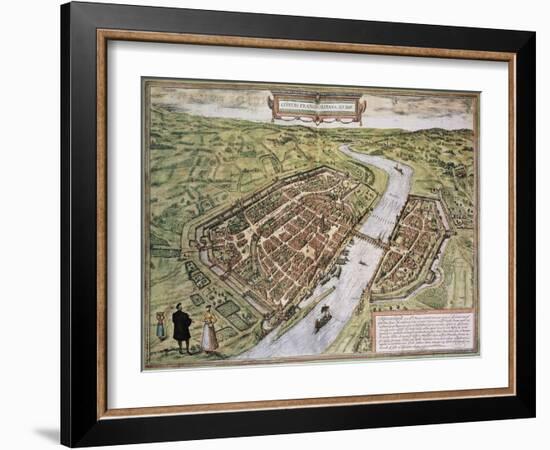 Frankfurt Old Map, From Civitates Orbis Terrarum-marzolino-Framed Art Print