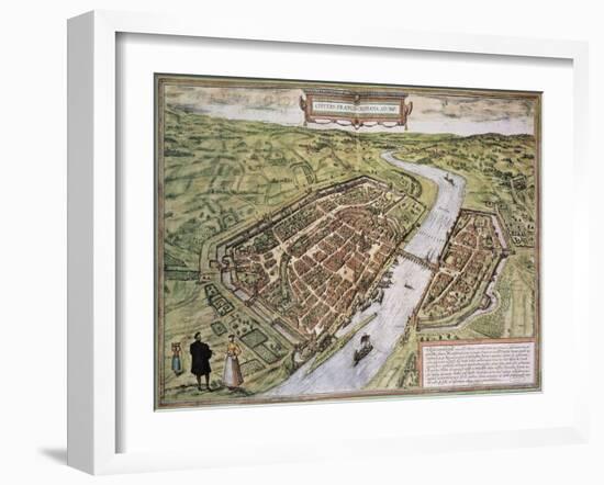 Frankfurt Old Map, From Civitates Orbis Terrarum-marzolino-Framed Art Print