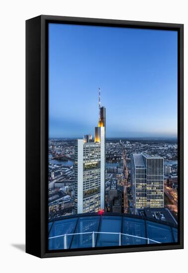 Frankfurt on the Main, Hesse, Germany, Europe, Skyline at Dusk with View of the Commerbank-Bernd Wittelsbach-Framed Premier Image Canvas