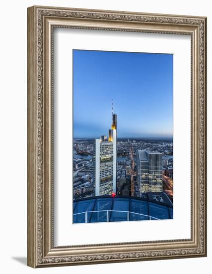 Frankfurt on the Main, Hesse, Germany, Europe, Skyline at Dusk with View of the Commerbank-Bernd Wittelsbach-Framed Photographic Print