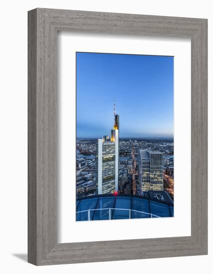 Frankfurt on the Main, Hesse, Germany, Europe, Skyline at Dusk with View of the Commerbank-Bernd Wittelsbach-Framed Photographic Print