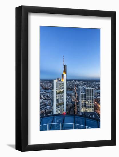 Frankfurt on the Main, Hesse, Germany, Europe, Skyline at Dusk with View of the Commerbank-Bernd Wittelsbach-Framed Photographic Print