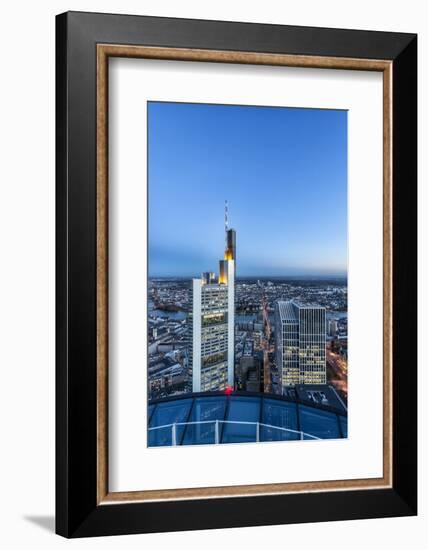 Frankfurt on the Main, Hesse, Germany, Europe, Skyline at Dusk with View of the Commerbank-Bernd Wittelsbach-Framed Photographic Print