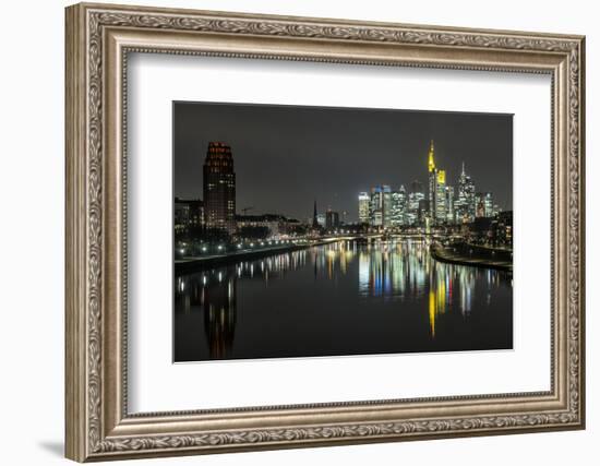 Frankfurt on the Main, Hesse, Germany, Europe, Skyline with the Flš§erbrŸcke-Bernd Wittelsbach-Framed Photographic Print