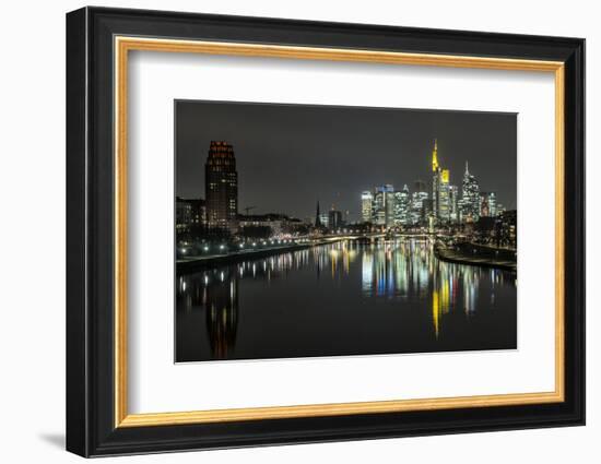 Frankfurt on the Main, Hesse, Germany, Europe, Skyline with the Flš§erbrŸcke-Bernd Wittelsbach-Framed Photographic Print