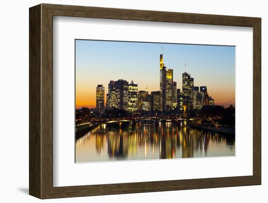 Frankfurt Skyline at Dusk, Frankfurt, Hesse, Germany, Europe-Miles Ertman-Framed Photographic Print