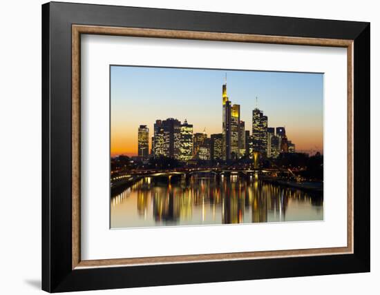 Frankfurt Skyline at Dusk, Frankfurt, Hesse, Germany, Europe-Miles Ertman-Framed Photographic Print