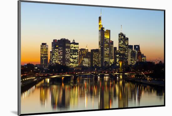 Frankfurt Skyline at Dusk, Frankfurt, Hesse, Germany, Europe-Miles Ertman-Mounted Photographic Print