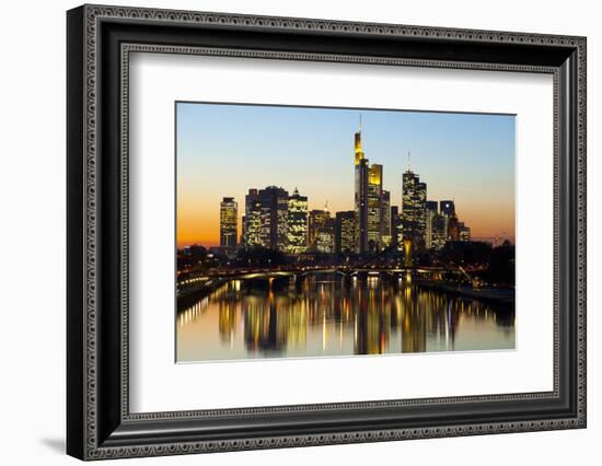 Frankfurt Skyline at Dusk, Frankfurt, Hesse, Germany, Europe-Miles Ertman-Framed Photographic Print