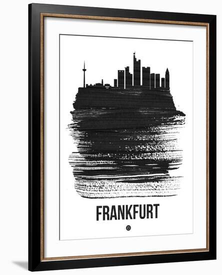 Frankfurt Skyline Brush Stroke - Black-NaxArt-Framed Art Print