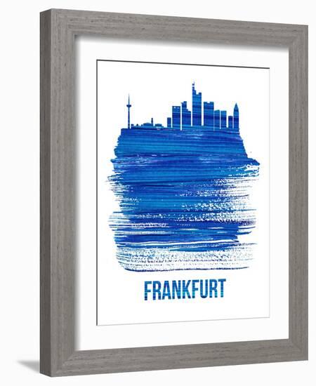 Frankfurt Skyline Brush Stroke - Blue-NaxArt-Framed Art Print