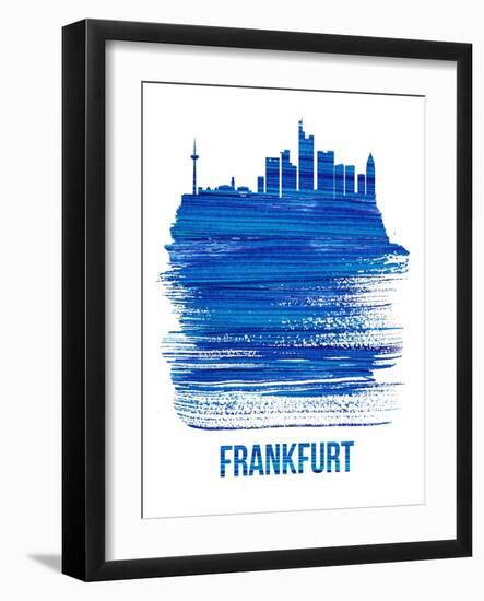 Frankfurt Skyline Brush Stroke - Blue-NaxArt-Framed Art Print