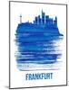 Frankfurt Skyline Brush Stroke - Blue-NaxArt-Mounted Art Print