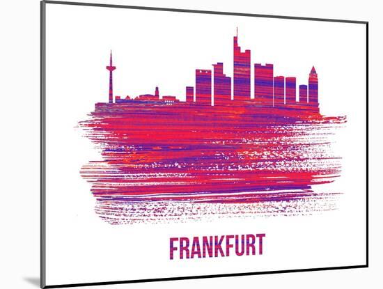 Frankfurt Skyline Brush Stroke - Red-NaxArt-Mounted Art Print