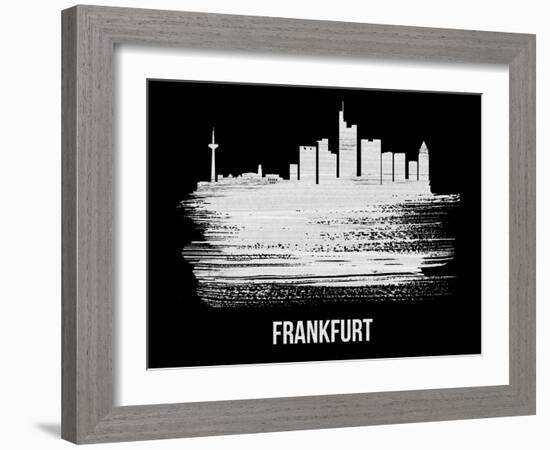 Frankfurt Skyline Brush Stroke - White-NaxArt-Framed Art Print