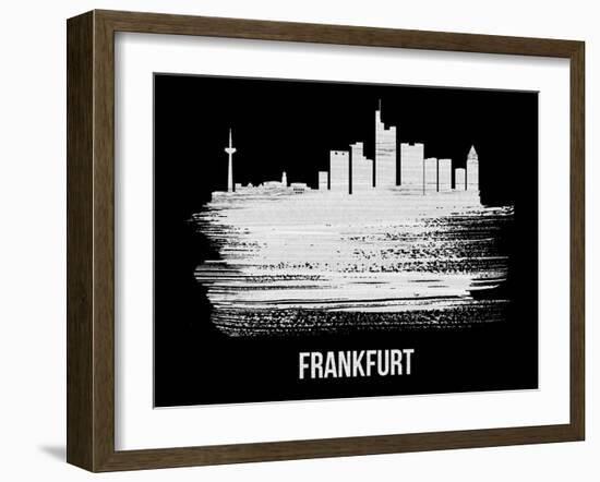 Frankfurt Skyline Brush Stroke - White-NaxArt-Framed Art Print