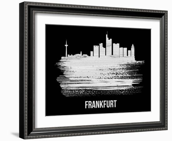 Frankfurt Skyline Brush Stroke - White-NaxArt-Framed Art Print