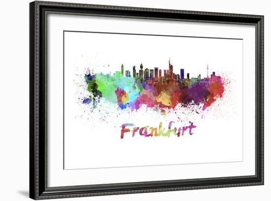 Frankfurt Skyline in Watercolor-paulrommer-Framed Art Print