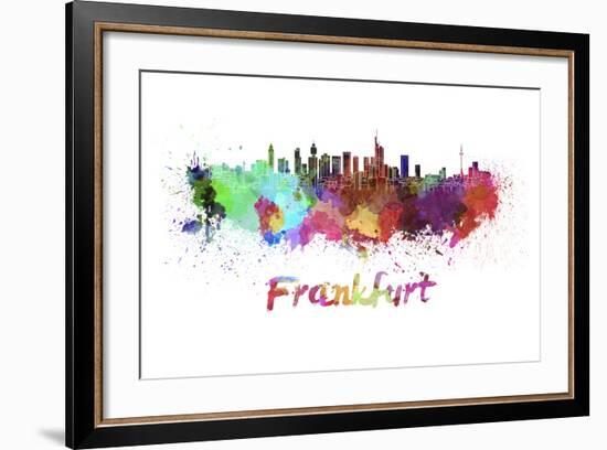 Frankfurt Skyline in Watercolor-paulrommer-Framed Art Print