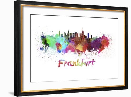 Frankfurt Skyline in Watercolor-paulrommer-Framed Art Print