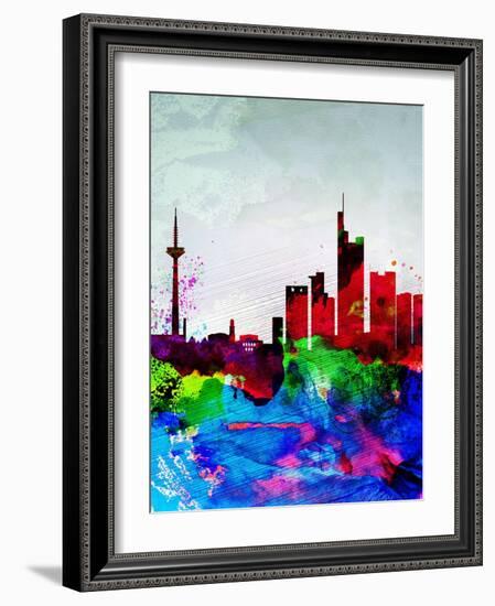 Frankfurt Watercolor Skyline-NaxArt-Framed Art Print