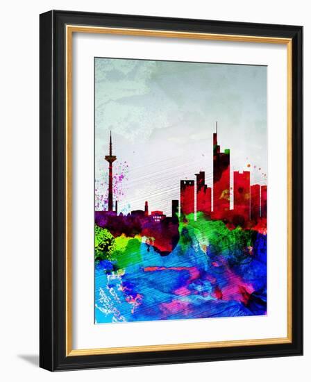 Frankfurt Watercolor Skyline-NaxArt-Framed Art Print