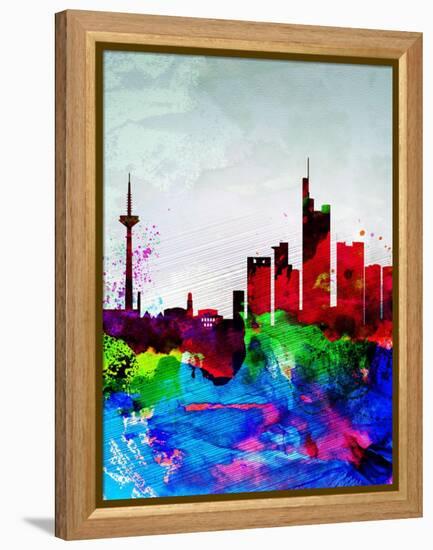 Frankfurt Watercolor Skyline-NaxArt-Framed Stretched Canvas