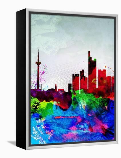 Frankfurt Watercolor Skyline-NaxArt-Framed Stretched Canvas