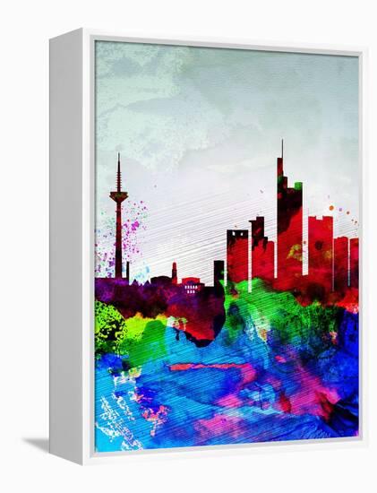 Frankfurt Watercolor Skyline-NaxArt-Framed Stretched Canvas