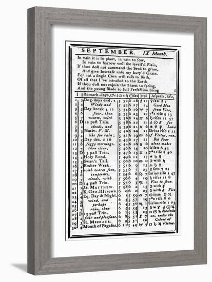 Franklin, Almanack Page-null-Framed Art Print