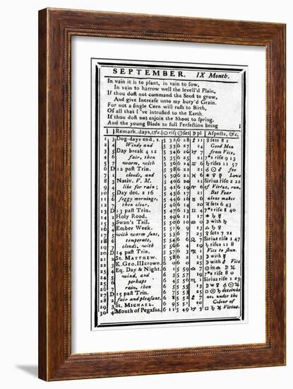 Franklin, Almanack Page-null-Framed Art Print