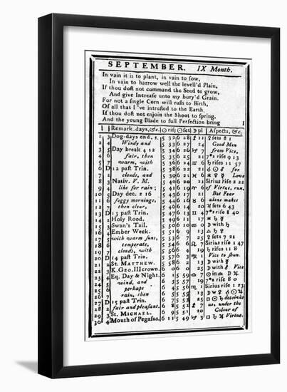 Franklin, Almanack Page-null-Framed Art Print