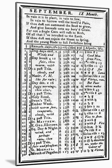 Franklin, Almanack Page-null-Mounted Art Print