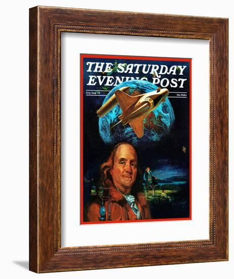 "Franklin and the Space Shuttle," Saturday Evening Post Cover, July 1, 1973-B. Winthrop-Framed Giclee Print