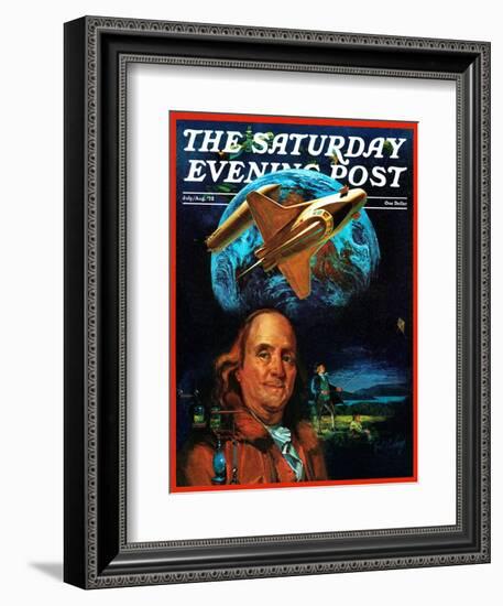 "Franklin and the Space Shuttle," Saturday Evening Post Cover, July 1, 1973-B. Winthrop-Framed Giclee Print