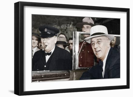 Franklin D Roosevelt and Winston Churchill Meeting in Quebec, Canada, 1944-null-Framed Photographic Print