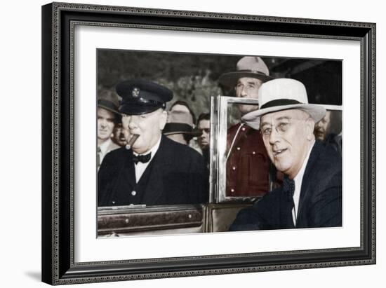 Franklin D Roosevelt and Winston Churchill Meeting in Quebec, Canada, 1944-null-Framed Photographic Print