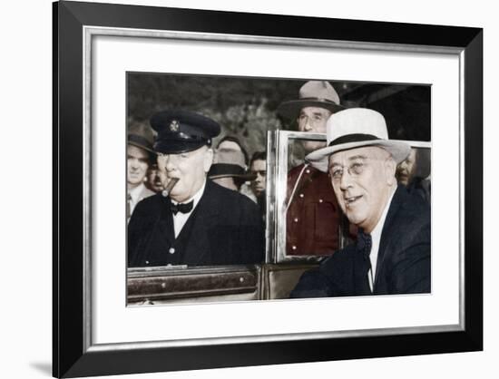 Franklin D Roosevelt and Winston Churchill Meeting in Quebec, Canada, 1944-null-Framed Photographic Print