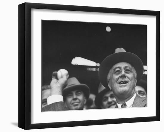 Franklin D. Roosevelt During Opening of Ball Game-null-Framed Photographic Print