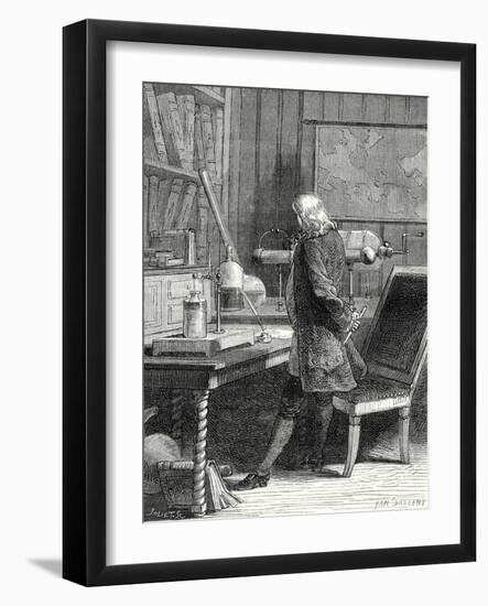 Franklin in His Laboratory of Physics in Philadelphia-null-Framed Giclee Print