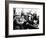 Franklin Roosevelt in the Back Seat of His Car, Surrounded by Cheering Citizens, 1930s-null-Framed Photo