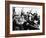 Franklin Roosevelt in the Back Seat of His Car, Surrounded by Cheering Citizens, 1930s-null-Framed Photo