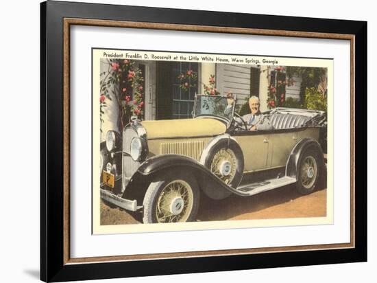 Franklin Roosevelt in Vintage Car, Warm Springs, Georgia-null-Framed Art Print