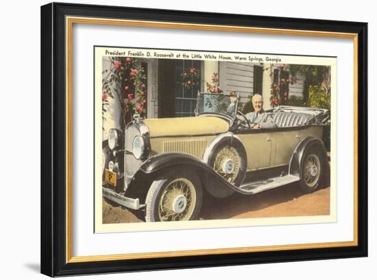 Franklin Roosevelt in Vintage Car, Warm Springs, Georgia-null-Framed Art Print