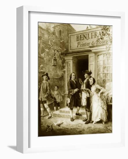 Franklin's Bookshop, 1745-Jean Leon Gerome Ferris-Framed Giclee Print